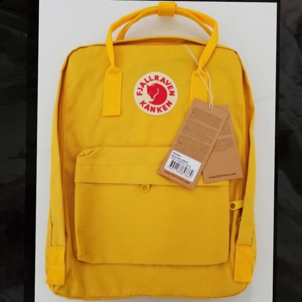 Yellow Fjallraven Kanken backpack